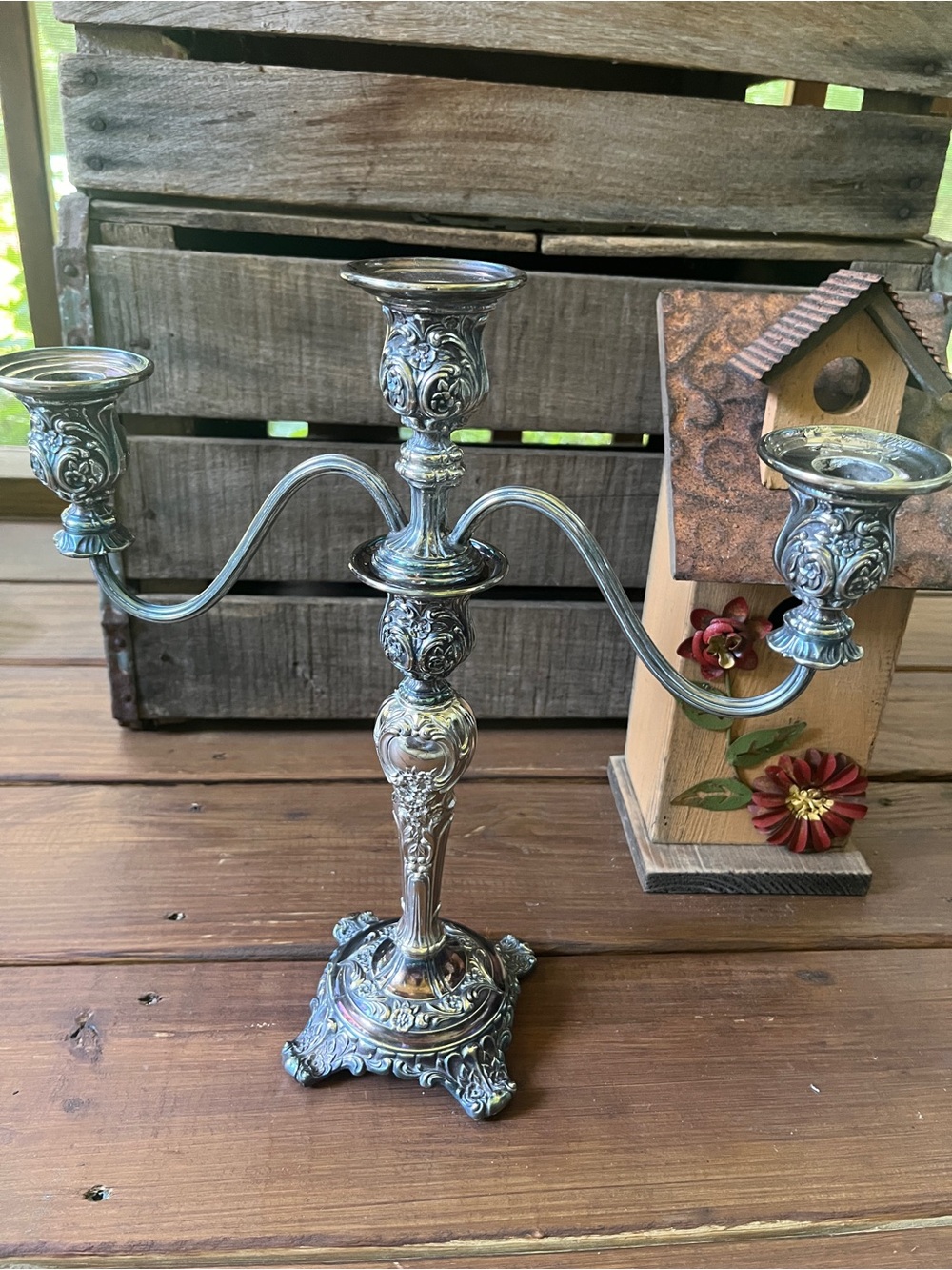 Wm Rogers & Son Silver Plated Vintage Victoria Rose Candelabra Classic
